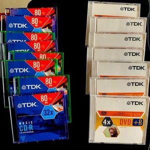 TDK CD’s for recording Audio and Video and related formats.